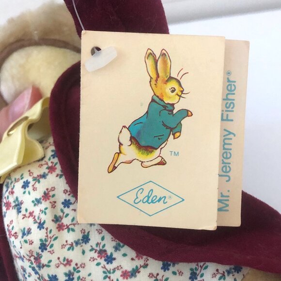 Vintage JEREMY FISHER FROG Plush 1982 Eden Toys Beatrix Potter Peter Rabbit - Picture 5 of 9